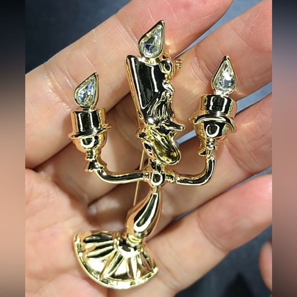 Candle Holder Beauty&Beast Gold Brooch - Picture 4 of 16